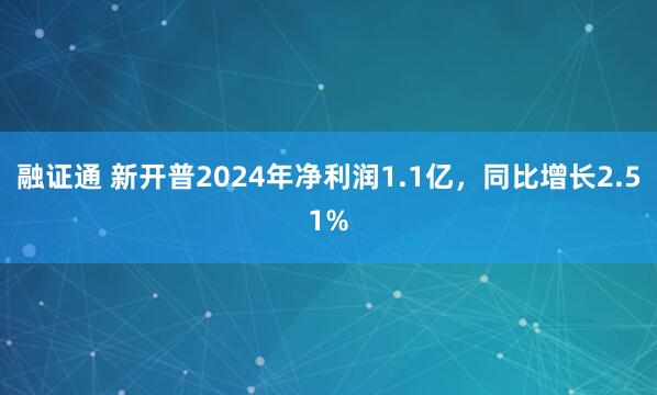 融证通 新开普2024年净利润1.1亿，同比增长2.51%
